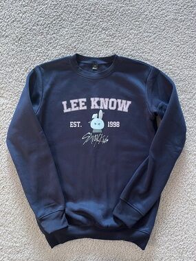 Stray Kids Navy Crewneck Sweatshirt with Bunny Graphic